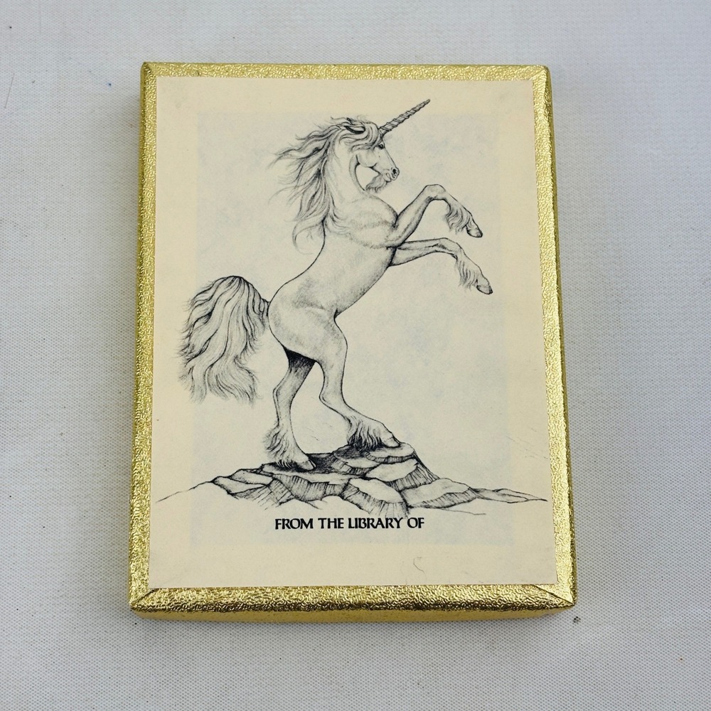 Vintage Antioch Unicorn Bookplate Lot of 11 Partial Box Gummed Labels USA
